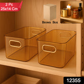 Premium Ribbed Transparent Storage Basket With Gold Handle Multipurpose Kitchen Amp Home Organizer Box (25x14cm 2 Pc)