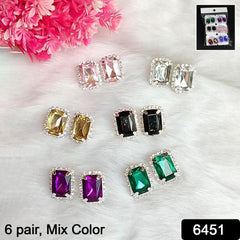 Diamond Jewellery Interchangeable Triangular Shaped Earrings (6 Pari Mix Color Design)