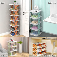 9097 Smart Shoe Rack With 6 Layer Shoes Stand Multifunctional Entryway Foldable Collapsible Door Shoe Rack Free Standing Heavy Duty Plastic Shoe Shelf Storage Organizer Narrow Footwear Home