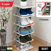 9097 Smart Shoe Rack With 6 Layer Shoes Stand Multifunctional Entryway Foldable Collapsible Door Shoe Rack Free Standing Heavy Duty Plastic Shoe Shelf Storage Organizer Narrow Footwear Home