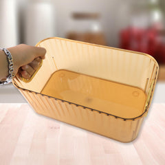 Premium Ribbed Transparent Storage Basket With Gold Handle Multipurpose Kitchen Amp Home Organizer Box (25x14cm 2 Pc)
