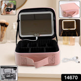 Pink Premium Led Light Makeup Organizer Box (1 Pc)