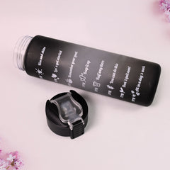 Plastic Black Motivational Water Bottle With Straw (900 Ml)