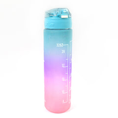 Plastic Colorful Motivational Water Bottle With Straw (900 Ml)